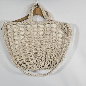 Madewell The Crochet Rope M Tote, Antique Cream NWT